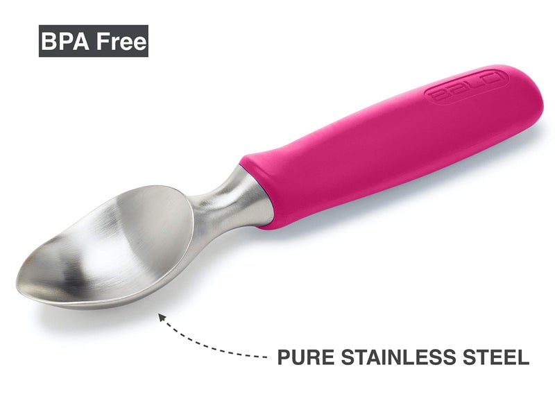 BALCI Ice Cream Scoop - Heavy Duty Stainless Steel Icecream Scooper With Non-Slip Rubber Grip - Professional Metal Ice-Cream Spade - Dishwasher Safe â€“ Pink - Image 4